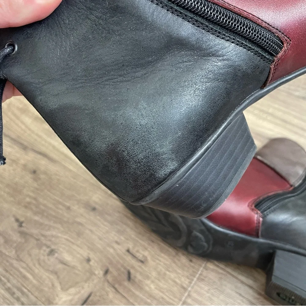 REMONTE Dorndorf Black Red Gray Leather Bow Back Ankle Boots - Picture 3 of 10